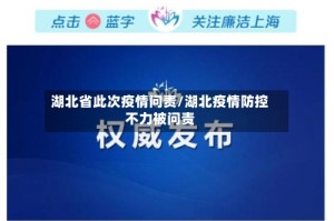 湖北省此次疫情问责/湖北疫情防控不力被问责